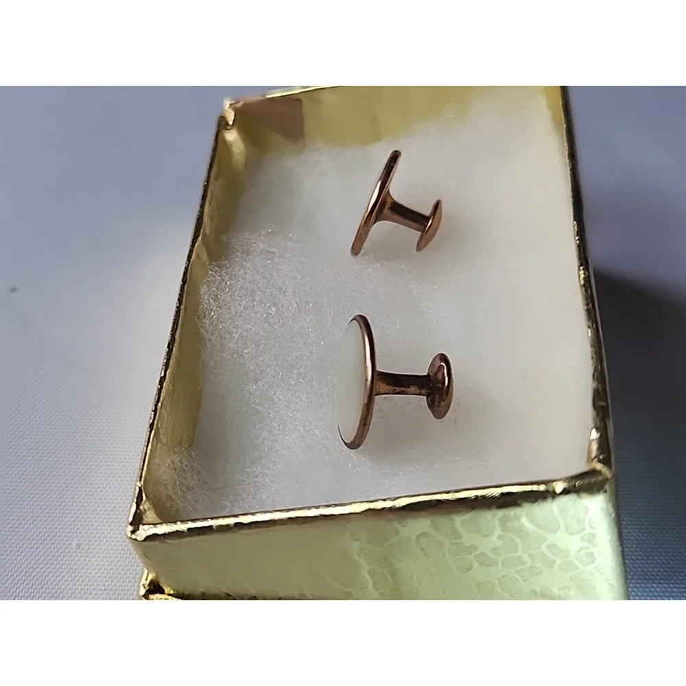 Pair of Victorian Mother of Pearl/Gold Tuxedo Shirt Studs Best Man Gift Set 2